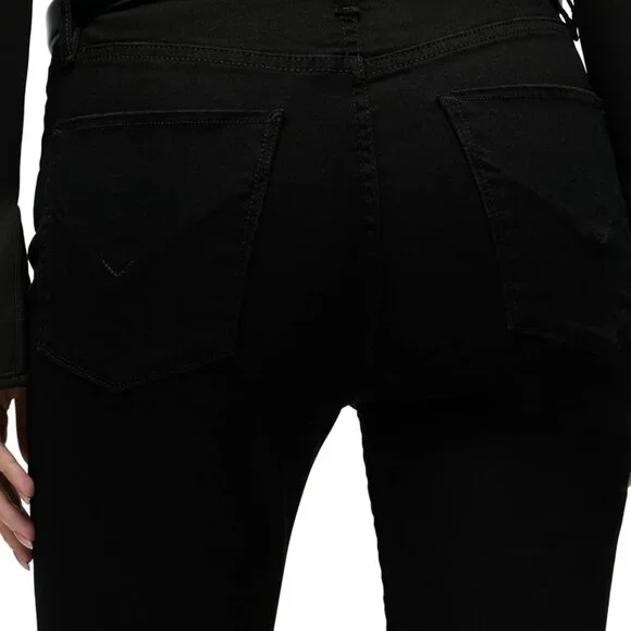 Chic Black High Rise Flare Jean with Five-Pocket Design, Size 25 Beautiful Fit